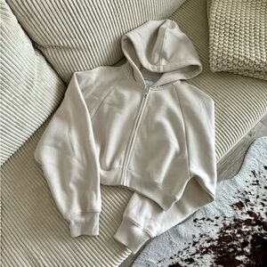 Abercrombie & Fitch Shrunken Sunday Hooded Full-Zip (Cream)